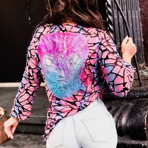 Skull Ombre Gradient Mosaic Spring Color Top ORIGINAL DESIGN